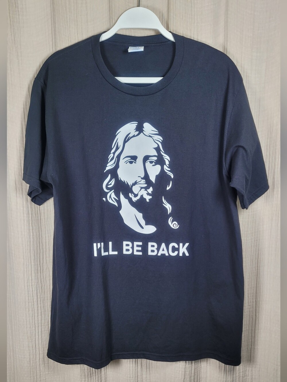 Black Graphic Tee - I'll Be Back - Jesus - Funny